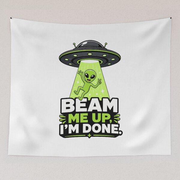Item preview, Beam Me Up I'm Done - Funny Alien UFO Peace Sign designed and sold by MAF_Merch.