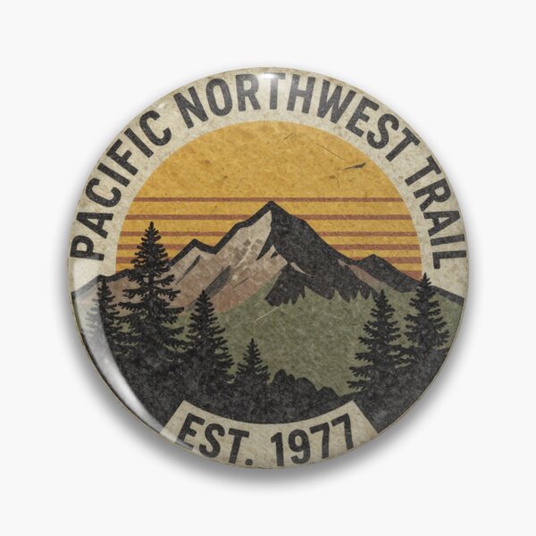 Item preview, Pacific Northwest Trail - Retro Mountain Hiking Badge (Front / Pocket Logo) designed and sold by Melian Vintage.
