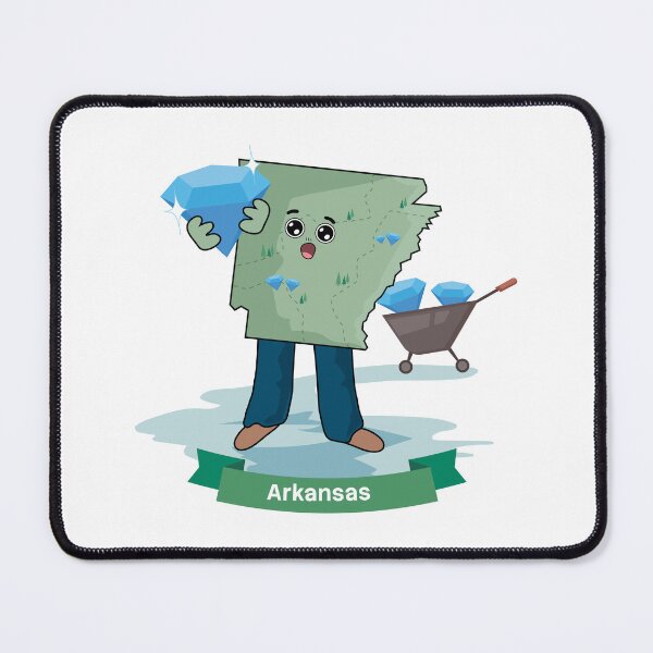 Item preview, Arkansas State Map Character with Blue Diamonds designed and sold by Travel.Art.