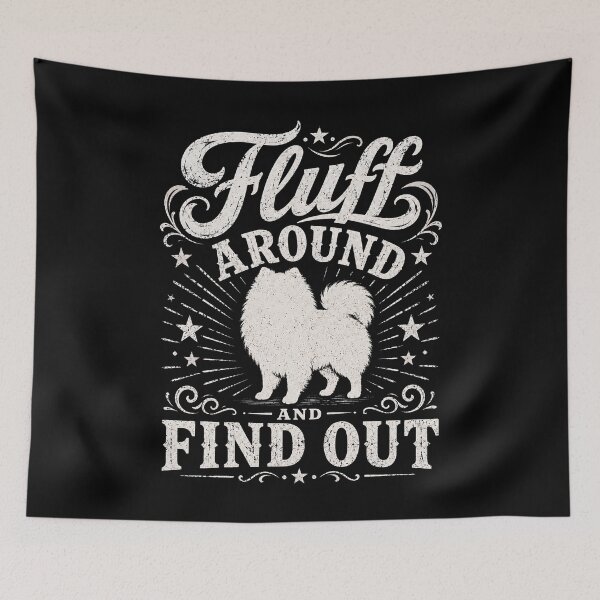 Item preview, Fluff Around and Find Out Shirt Funny Pomeranian Dog Tee, Cute Pom Mom Humor, Small Dog Lover Gift for Her designed and sold by THREE LITTLE BEANS.