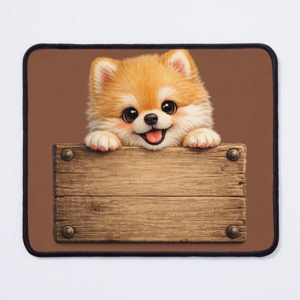 Item preview, Cute Pomeranian Holding Blank Wood Sign – Funny Fluffy Dog Customize Art | Pomeranian Gift designed and sold by irfanshikh.