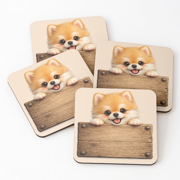 Item preview, Cute Pomeranian Holding Blank Wood Sign – Funny Fluffy Dog Customize Art | Pomeranian Gift designed and sold by irfanshikh.
