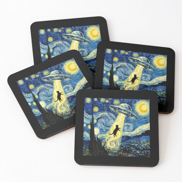Item preview, Cat Starry Night Van Gogh Cat Abduction By UFO Alien Lover  designed and sold by Littermin.