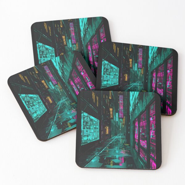 Item preview, Rain-Soaked Neon Alley – Cyberpunk Atmosphere & Glitch Art Print designed and sold by RetroWaveArtCo.