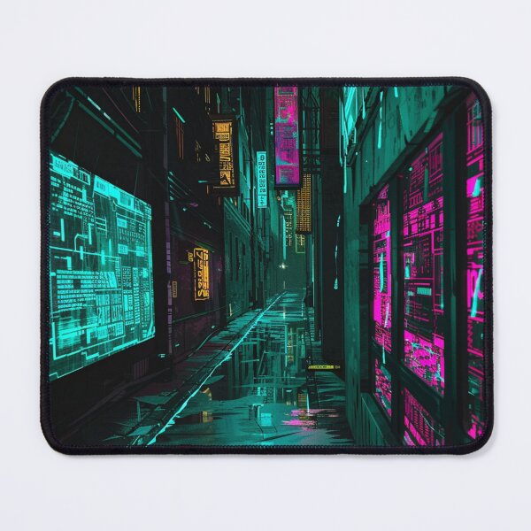 Item preview, Rain-Soaked Neon Alley – Cyberpunk Atmosphere & Glitch Art Print designed and sold by RetroWaveArtCo.