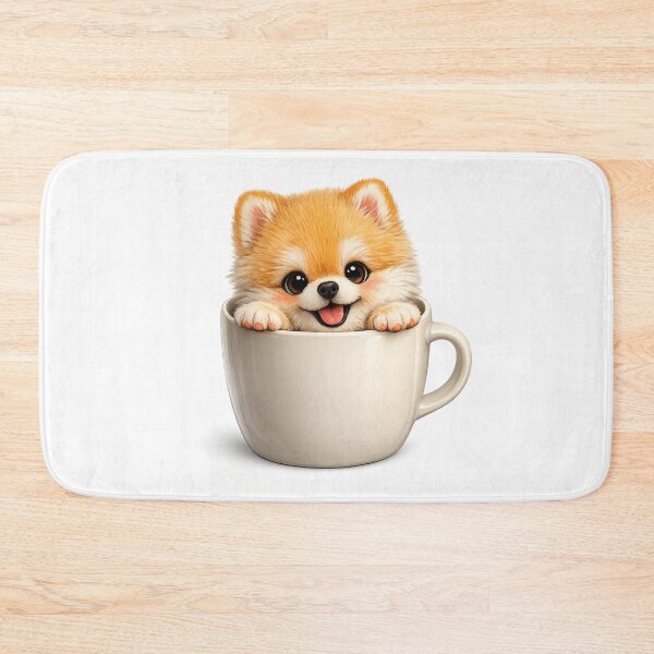 Item preview, Cute Pomeranian Sitting in Coffee Cup – Fluffy Puppy Teacup Art | Pomeranian Coffee Lover Gift designed and sold by irfanshikh.