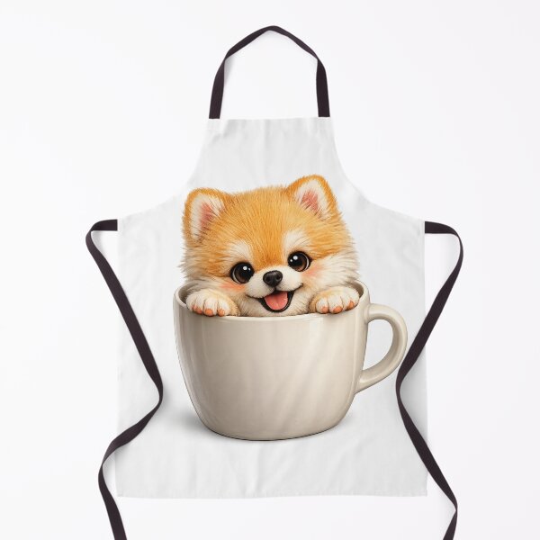 Item preview, Cute Pomeranian Sitting in Coffee Cup – Fluffy Puppy Teacup Art | Pomeranian Coffee Lover Gift designed and sold by irfanshikh.