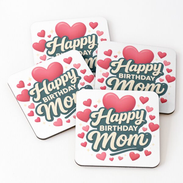 Item preview, Happy Birthday Mom Cute Heart Typography Design designed and sold by Nuvoro Gifts.