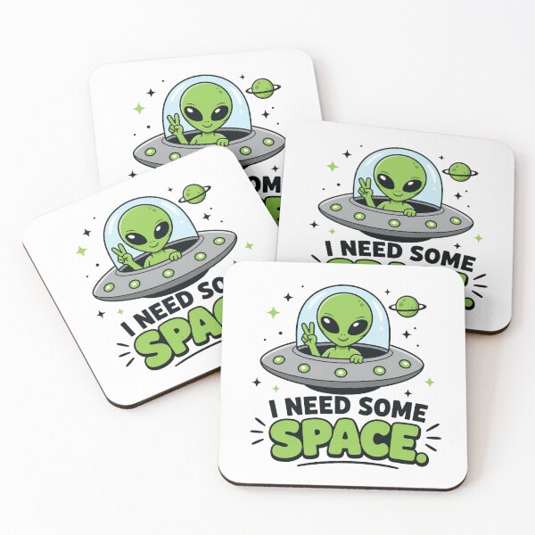 Item preview, I Need Some Space - Cute Alien Flying Saucer designed and sold by MAF_Merch.