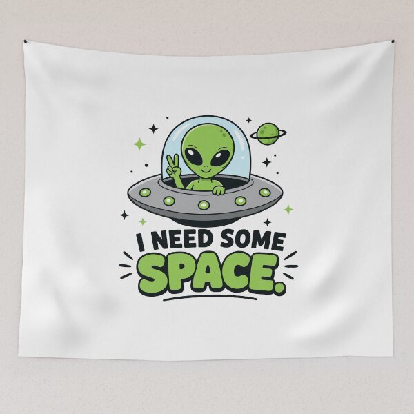 Item preview, I Need Some Space - Cute Alien Flying Saucer designed and sold by MAF_Merch.