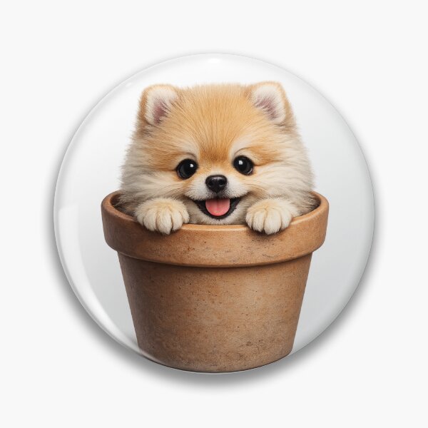 Item preview, Cute Pomeranian Puppy in Flower Pot – Adorable Fluffy Dog Plant Art | Pomeranian Lover Gift designed and sold by irfanshikh.