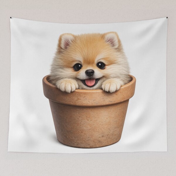 Item preview, Cute Pomeranian Puppy in Flower Pot – Adorable Fluffy Dog Plant Art | Pomeranian Lover Gift designed and sold by irfanshikh.