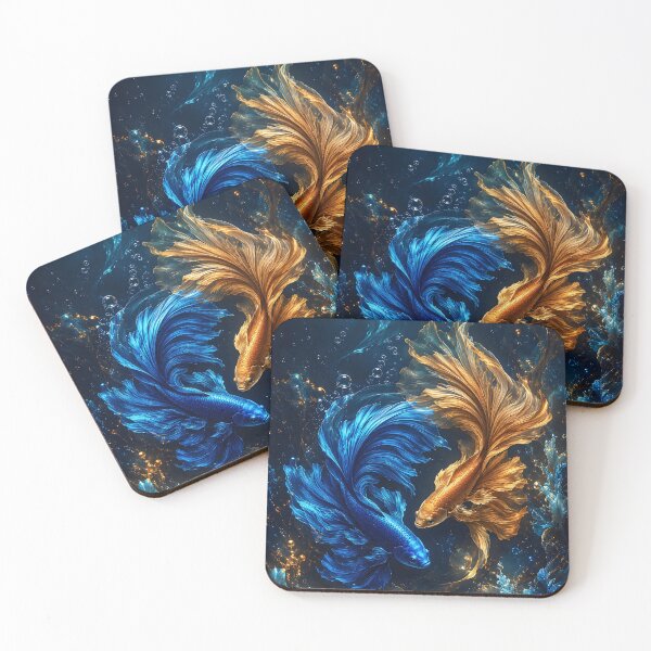 Item preview, Blue and Gold Betta Fish Pair designed and sold by SRY DESIGN.
