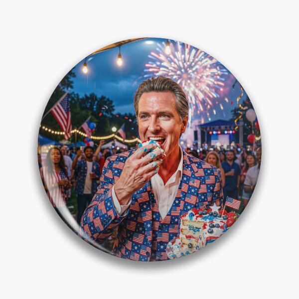 Item preview, Governor Gavin Newson Eating July 4 Cake designed and sold by Home Decor Art.