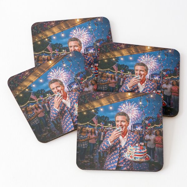 Item preview, Governor Gavin Newson Eating July 4 Cake designed and sold by Home Decor Art.