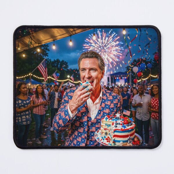 Item preview, Governor Gavin Newson Eating July 4 Cake designed and sold by Home Decor Art.