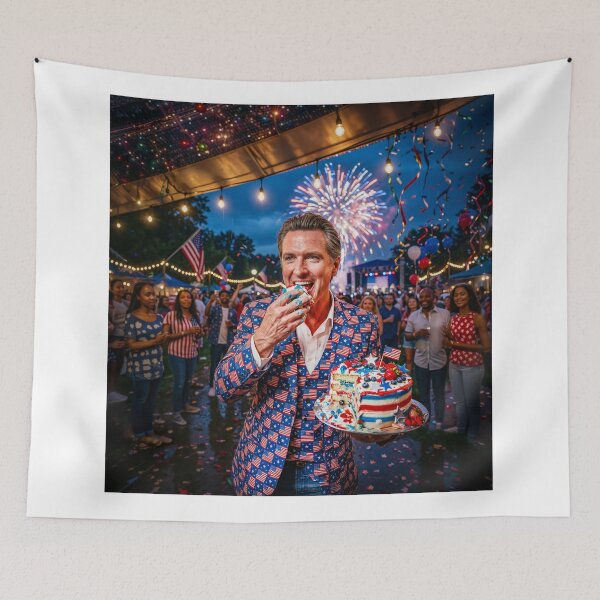 Item preview, Governor Gavin Newson Eating July 4 Cake designed and sold by Home Decor Art.
