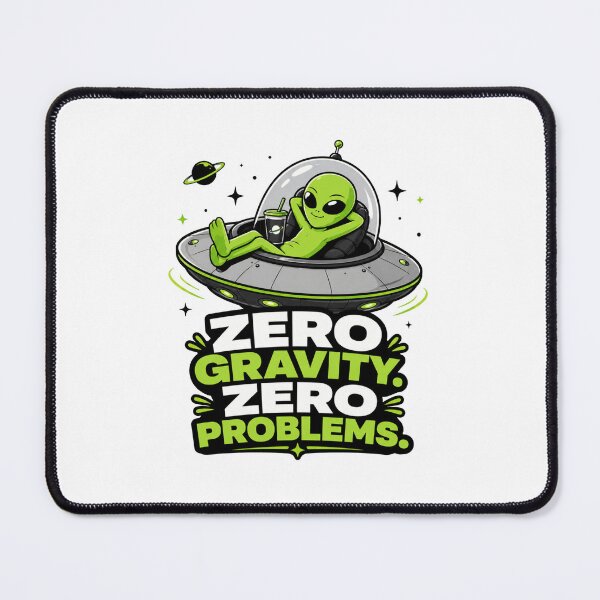 Item preview, Zero Gravity Zero Problems - Chill Alien in UFO designed and sold by MAF_Merch.