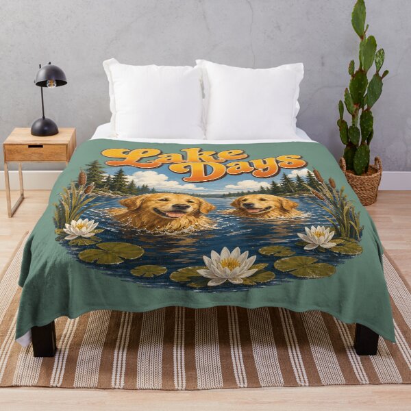 Item preview, Golden Retrievers Swimming on Lake Days designed and sold by AwesomeBeyondLimits.