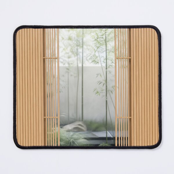 Item preview, Minimalist Japandi Slatted Screen with Courtyard Window on Bamboo and Zen Garden HD designed and sold by bard-art.
