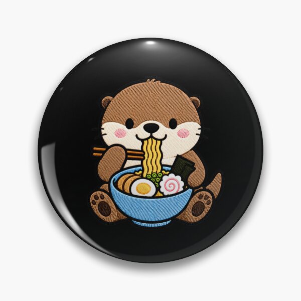 Item preview, Otter Ramen Embroidery Patch | Cute Kawaii Otter Noodle Lover designed and sold by ColorSplash123.