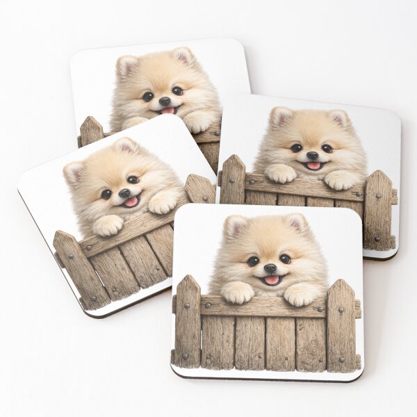 Item preview, Cute Pomeranian Peeking Over Wooden Fence – Happy Fluffy Puppy Farm Art | Pomeranian Gift designed and sold by irfanshikh.