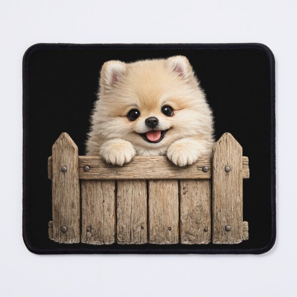 Item preview, Cute Pomeranian Peeking Over Wooden Fence – Happy Fluffy Puppy Farm Art | Pomeranian Gift designed and sold by irfanshikh.