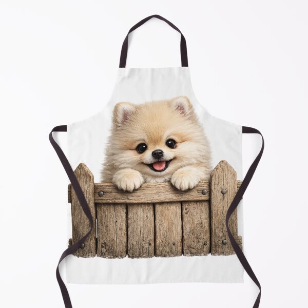 Item preview, Cute Pomeranian Peeking Over Wooden Fence – Happy Fluffy Puppy Farm Art | Pomeranian Gift designed and sold by irfanshikh.