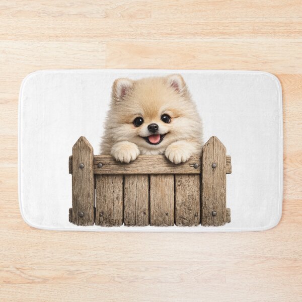 Item preview, Cute Pomeranian Peeking Over Wooden Fence – Happy Fluffy Puppy Farm Art | Pomeranian Gift designed and sold by irfanshikh.