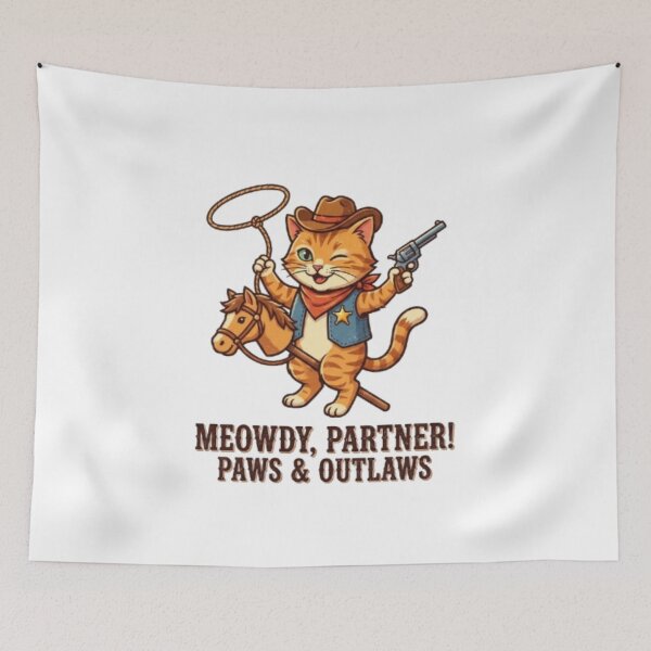 Item preview, Cool Cowboy Cat Meowdy Partner Retro Sunset Western Style designed and sold by PixelStyle Studio.