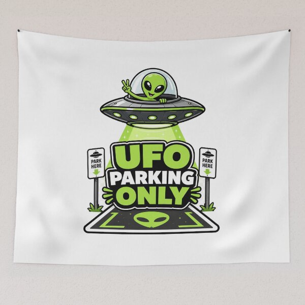 Item preview, UFO Parking Only - Funny Flying Saucer Sign designed and sold by MAF_Merch.