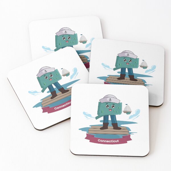 Item preview, Connecticut State Map Character with Sailboat designed and sold by Travel.Art.