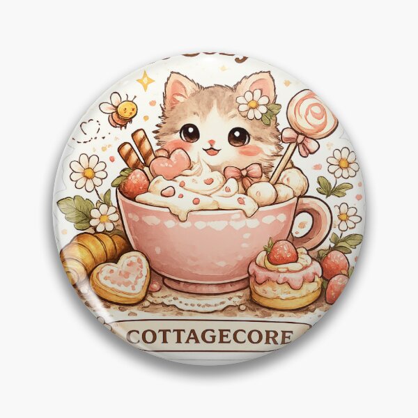 Item preview, Sweet Cozy Life Cat – Cute Cottagecore Dessert Kitten Sticker designed and sold by vinothmech53.
