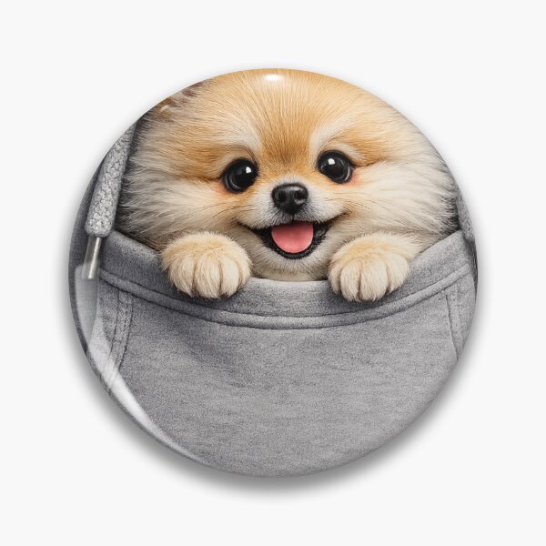 Artikelvorschau, Niedlicher Pomeranian schaut aus der Kapuzentasche – Kuschelige Welpenillustration | Geschenk für Pomeranian-Besitzer entworfen und verkauft von irfanshikh.