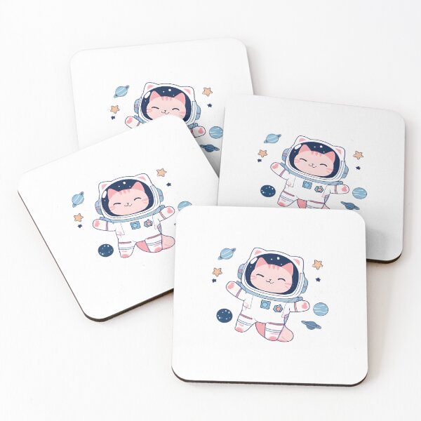 Item preview, Kawaii Space Cat Astronaut — Cute Anime Sticker designed and sold by tommysworks.