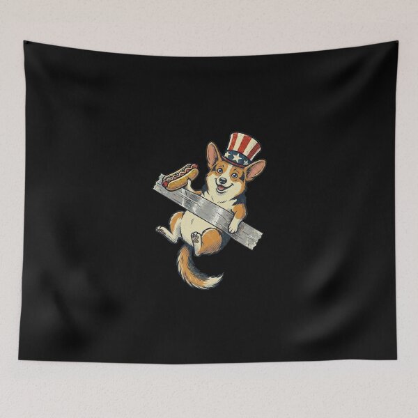 Item preview, Corgi Patriotic Dog Eating Hot Dog USA Independence Day designed and sold by dudelinart.