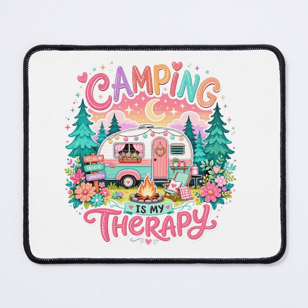 Item preview, Camping Is My Therapy Cute Pastel Camper Campfire designed and sold by OleOleStore.