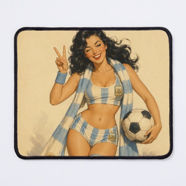Item preview, Vintage Football Fan Pinup – Retro Soccer Spirit Girl designed and sold by Cosplayvintage.
