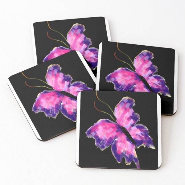 Item preview, Vibrant colorful pink and purple fantasy pixel butterfly dark background pattern designed and sold by Shukasya-Arts.