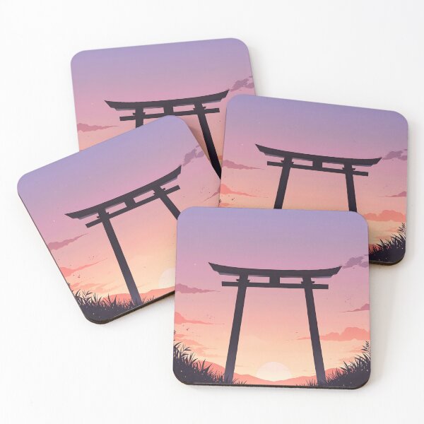 Item preview, Japanese Torii Gate Sunset — Anime Aesthetic Poster Sticker designed and sold by tommysworks.