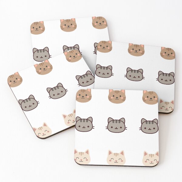 Item preview, Cute Kawaii Cat Faces Pattern Aesthetic Tabby Kittens sticker designed and sold by Art IN Pack.