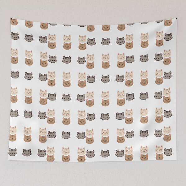 Item preview, Cute Kawaii Cat Faces Pattern Aesthetic Tabby Kittens sticker designed and sold by Art IN Pack.