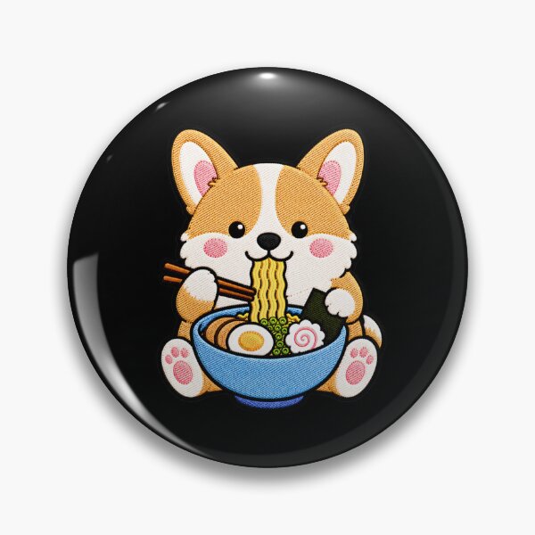 Item preview, Corgi Ramen Embroidery Patch | Cute Kawaii Corgi Noodle Lover designed and sold by ColorSplash123.