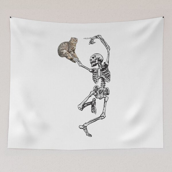Item preview, Dancing Skeleton with cat Meme, Dancing Skeleton with cat Stickers designed and sold by Manga Anime 2023 ★★★★★.