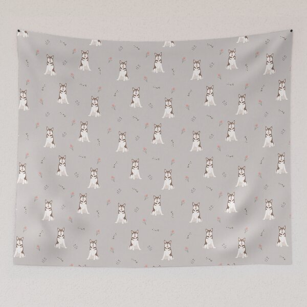 Item preview, Minimalist Flat Design Alaskan Malamute Dog Taupe Pattern designed and sold by svitlaarty.