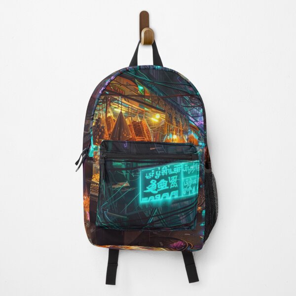 Item preview, Neon Market Bazaar – Cyberpunk Street Life & Vibrant Alley designed and sold by RetroWaveArtCo.