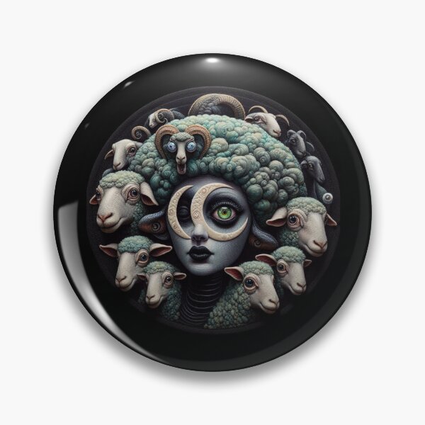 Item preview, Gothic Lunar Shepherdess Mandala with Mythical Rams and Sheep designed and sold by LujziWorld.