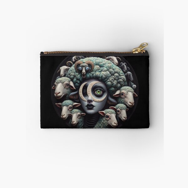 Item preview, Gothic Lunar Shepherdess Mandala with Mythical Rams and Sheep designed and sold by LujziWorld.