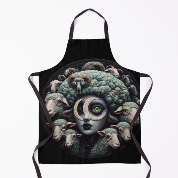 Item preview, Gothic Lunar Shepherdess Mandala with Mythical Rams and Sheep designed and sold by LujziWorld.