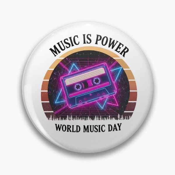 Item preview, Neon Retro Synthwave Cassette – World Music Day designed and sold by Art-Arcade6.